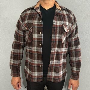River Trade Men 100% Wool Blend ButtonDown Long Sleeves Plaid Flannel Shirt Sz L